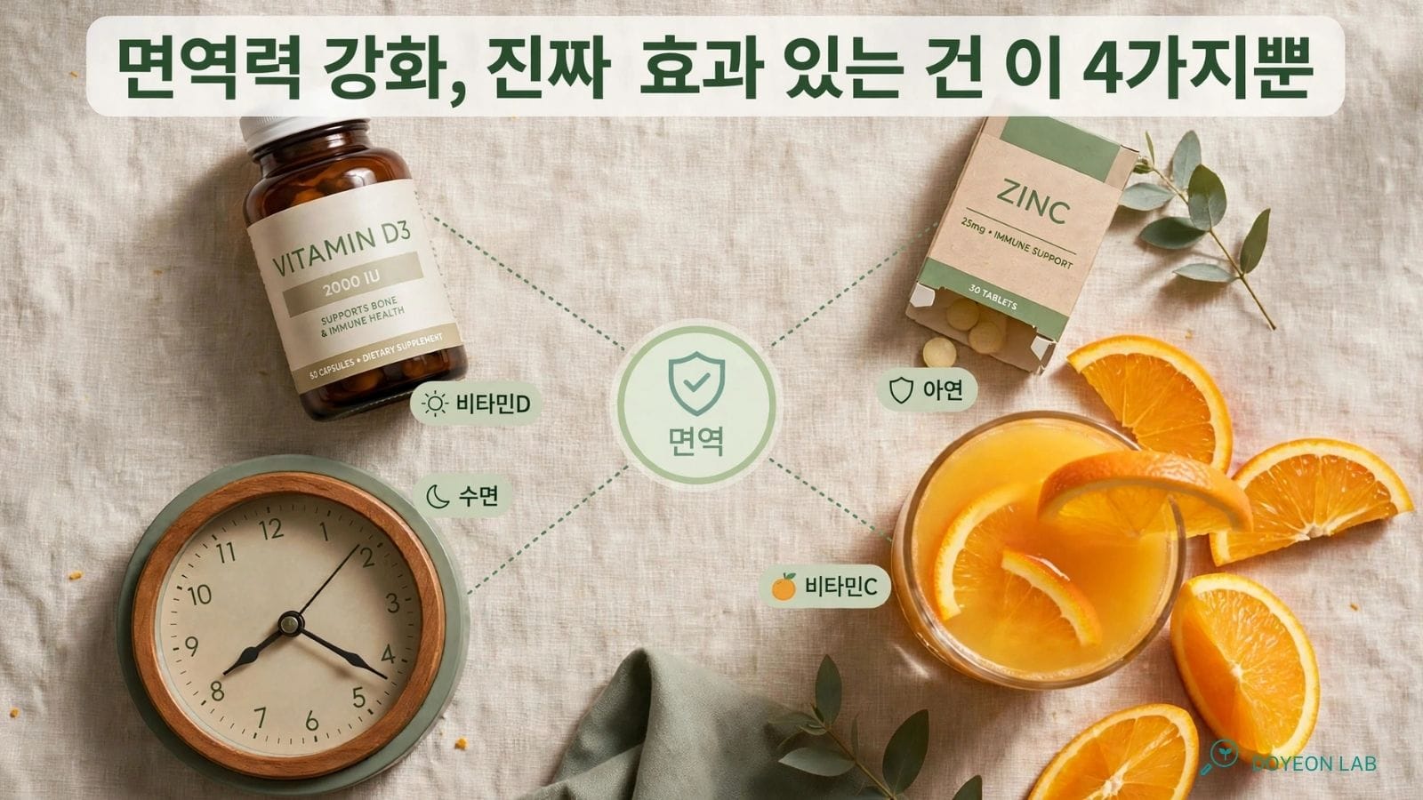 면역력 4대 요소 우선순위를 상징하는 이미지