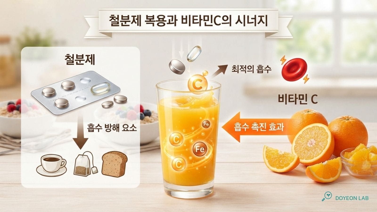 비타민C는 철분 흡수를 돕는다는 인포그래픽